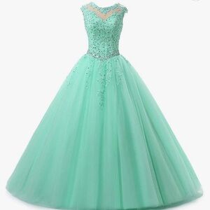 Quinceanera Ball Gown Evening Prom Dress Lace Appliques